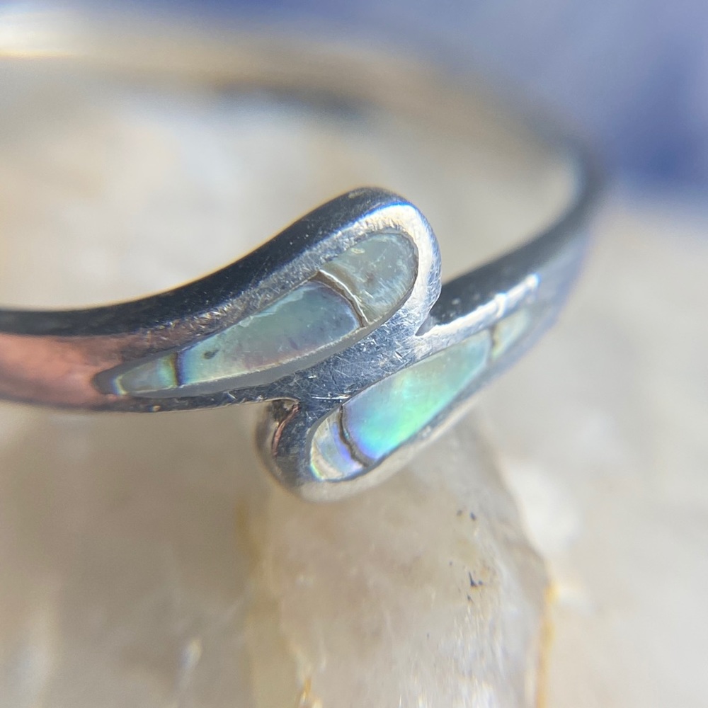 Sterling Silver Abalone Shell 925 Ring - image 4